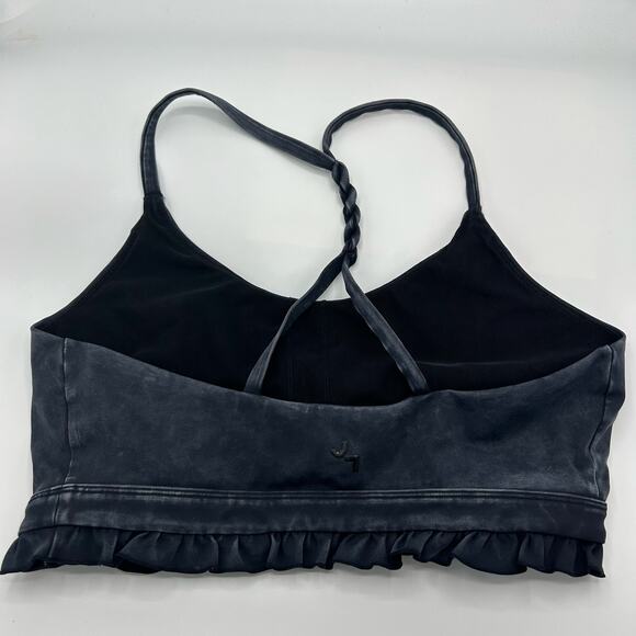 JoyLab Sports Bra Large Gray Twist‑Back Ruffle Hem Longline Tank Bra Lightweight - Picture 5 of 11